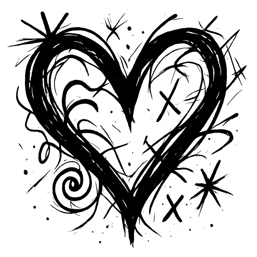 black goth heart chaotic icon emoji