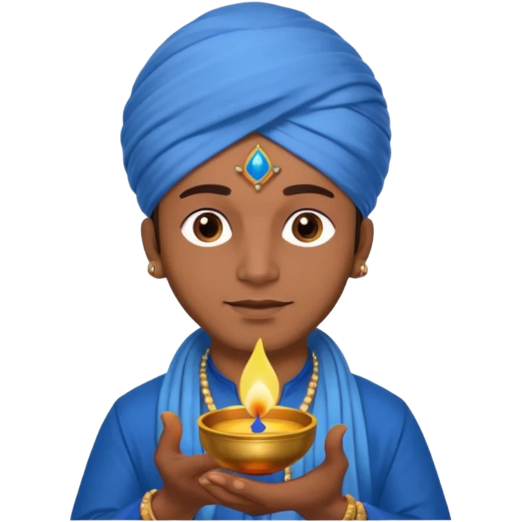 diwali man with blue turban and diwali emoji