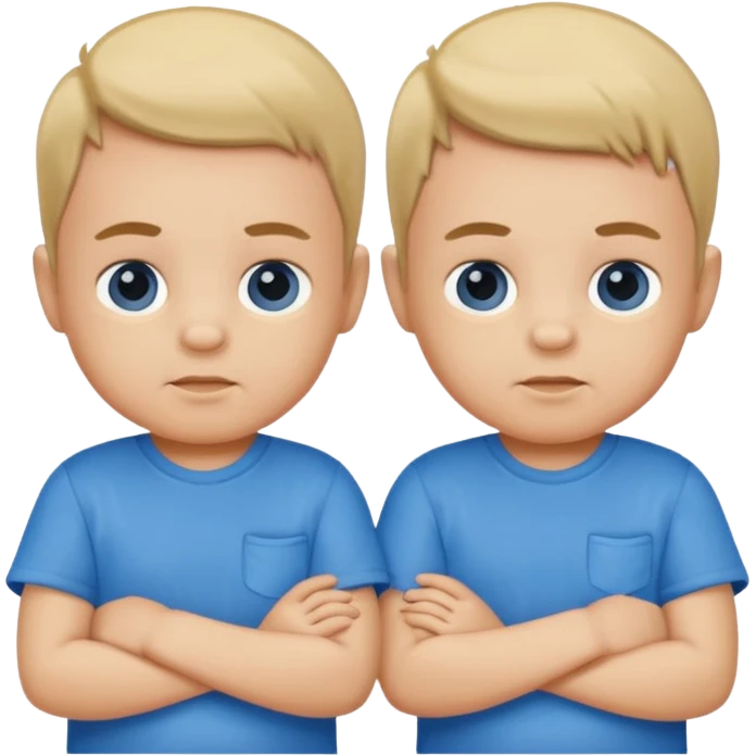 Twin baby boys with blue shirts on emoji