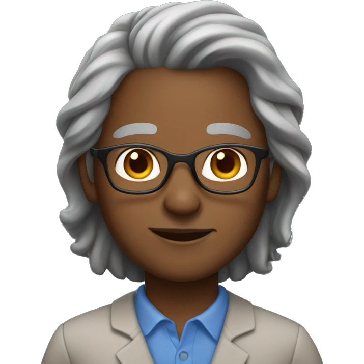 teacher with brown skin and shoulder length grey hair emoji