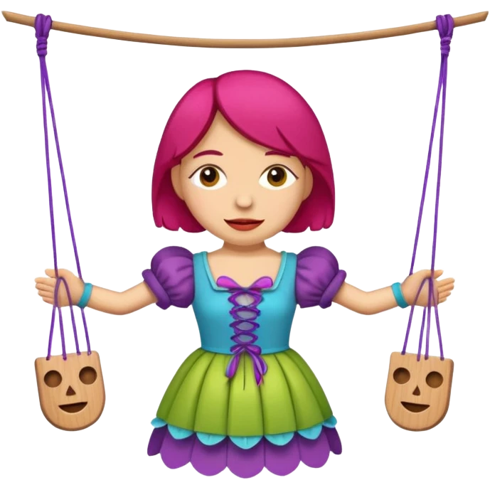 Icon for Puppet Theater: a girl puppet body on strings emoji