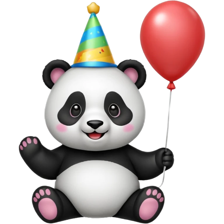 Panda with party hat and balloon emoji