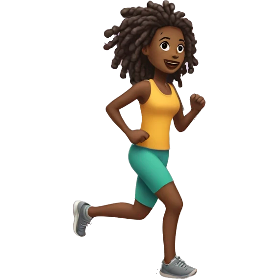 Black girl with locs running on treadmill emoji