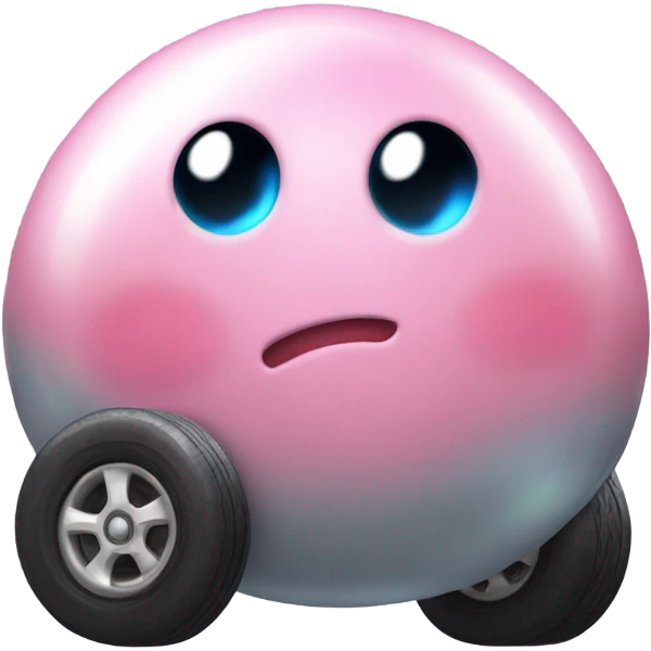 cute eyes Kirby Metal ball with on 4 car wheels  emoji