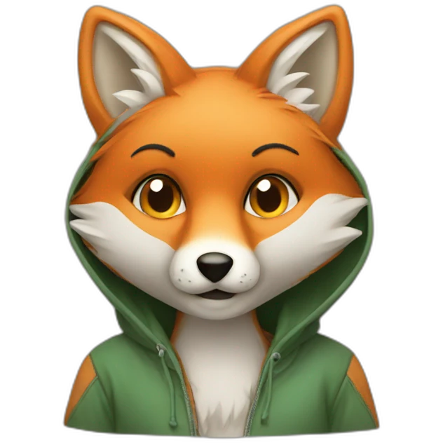 Fox wearing a hoodie emoji