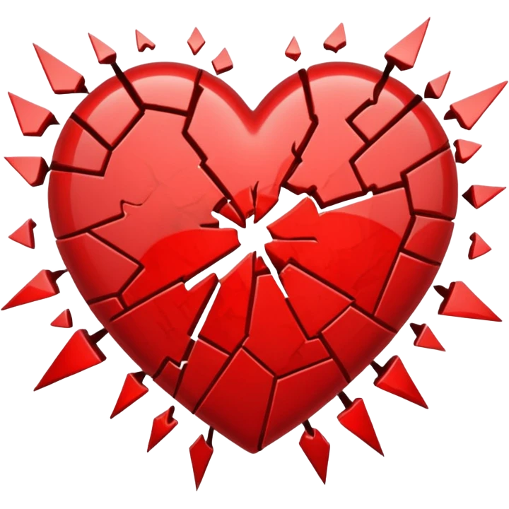 Heart slammed into the ground, cracks + shockwave emoji