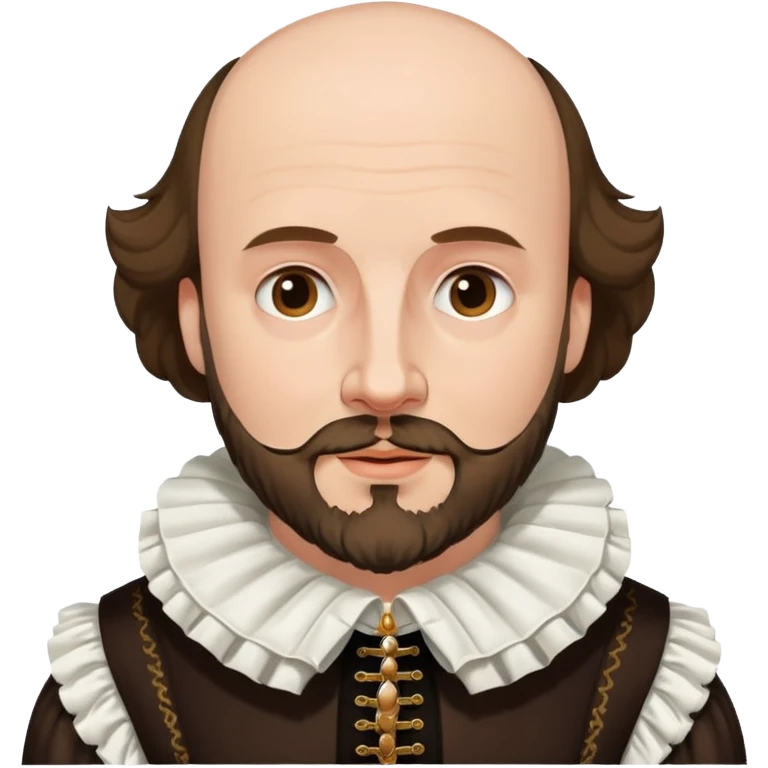 William Shakespeare with beard and balding head wearing a ruff collar emoji