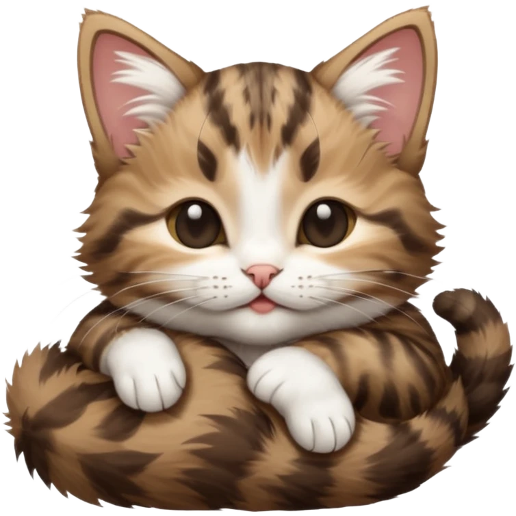 dark brown tabby and white kitten eyes closed whilst in funny positions stretched out and  upside down emoji