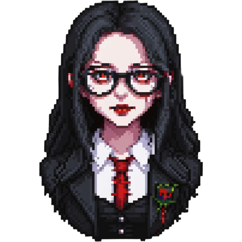 clever vampire girl with glasses emoji