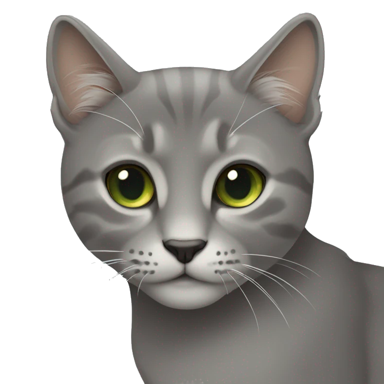 серая кошка с зелеными глазами emoji