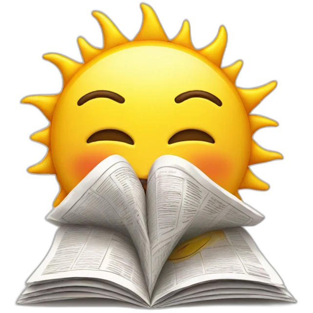 A sun reading newspaper emoji