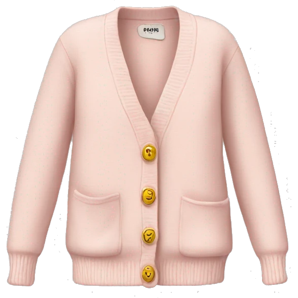 Pale pink cardigan gold buttons emoji