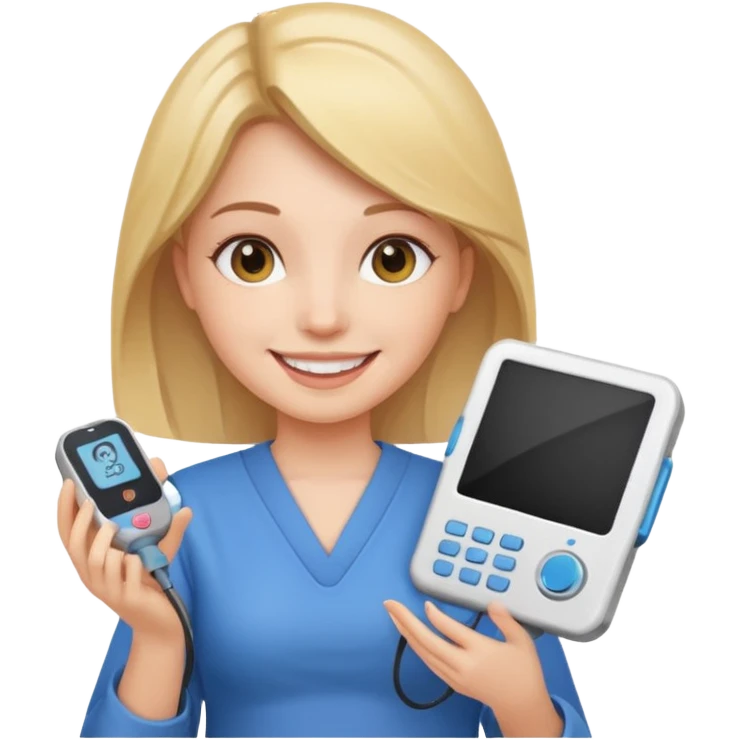 Girl holding ultrasound transducer emoji