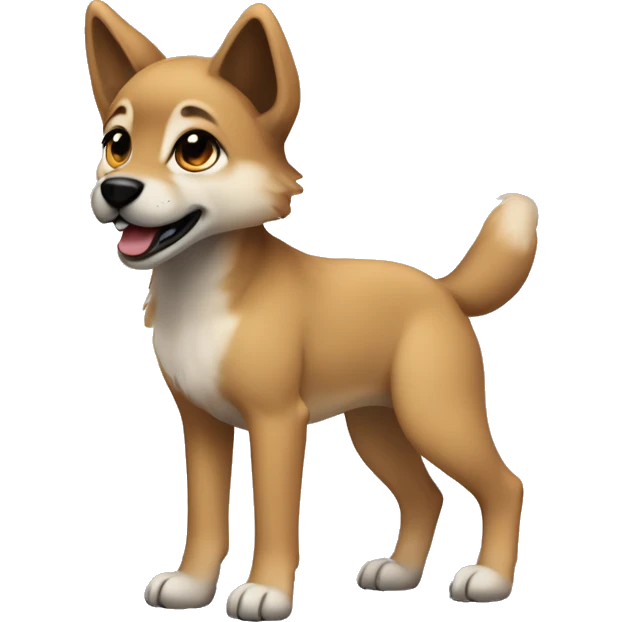 4 short legs a light brown puppy-like wolf with black ears emoji