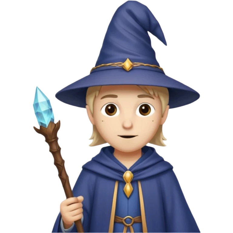 young wizard with a pointed hat and staff emoji