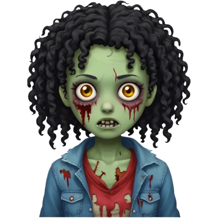 Black curly head girl zombie emoji