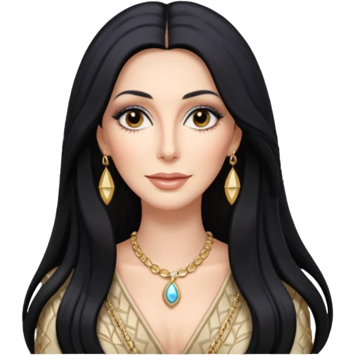 Cher with long black hair emoji