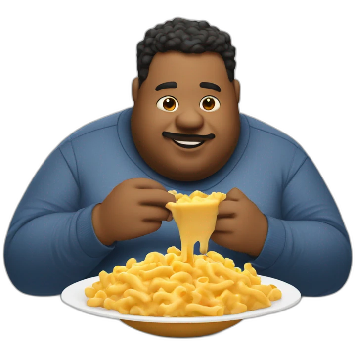 Fat man eating Mac and cheese emoji