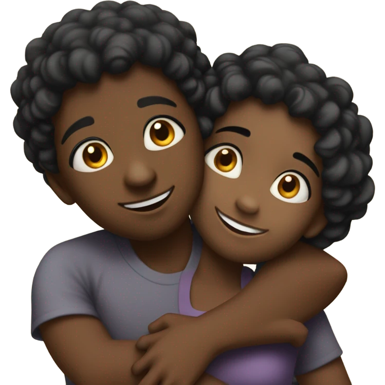 black boy and girl hugging emoji