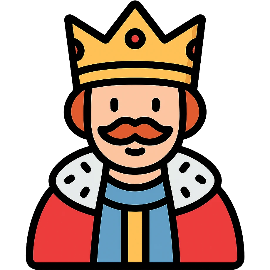 color outline icon of a Swedish king, crown and robe emoji