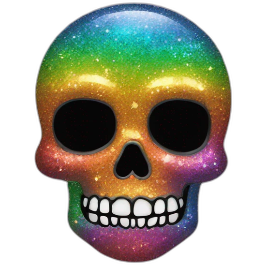 Rainbow glitter skull emoji