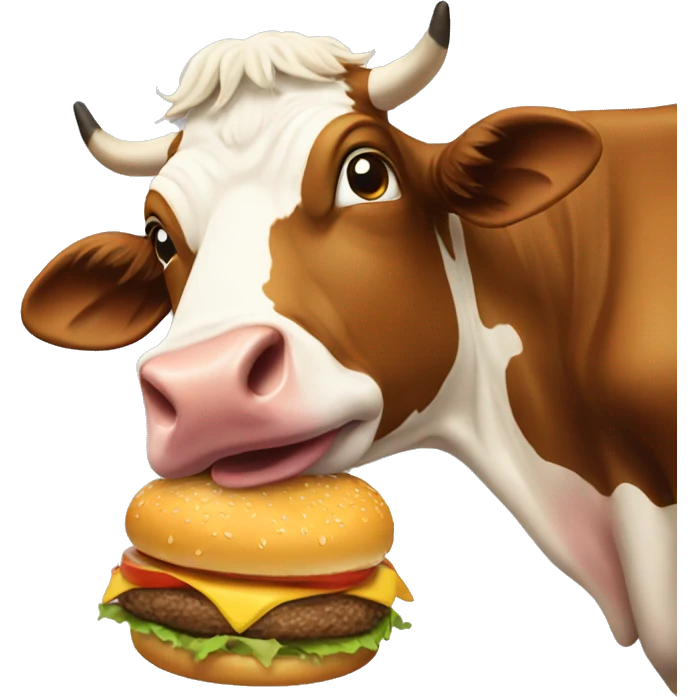 Cow eating burger emoji