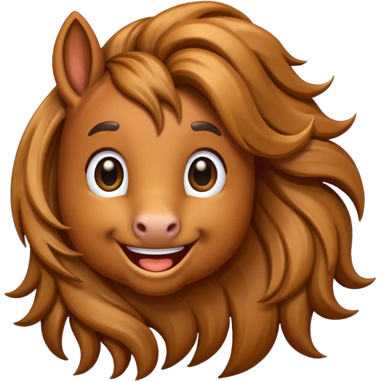 playful horse emoji, smiling, with mane emoji