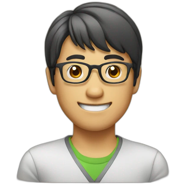 asian man with glasses and bangs showing thumb up (without background) emoji