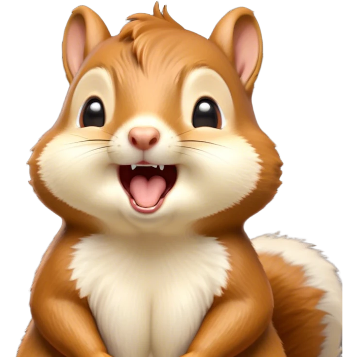 Cinematic Cute Yawning Squirrel Portrait Emoji, Head tilted slightly with a dramatic, wide-open yawn, showcasing a soft, downy auburn Fur with a fluffy tail and delicate cream accents, round eyes barely open in drowsy contentment, Simplified yet irresistibly adorable features, highly detailed, glowing with a soft, cozy glow, high shine, relaxed yet expressive, stylized with a touch of woodland charm, bright and endearing, soft glowing outline, capturing the essence of a sleepy yet affectionate squirrel, so drowsy it feels like it could scamper out of the screen and curl up for a nap! emoji
