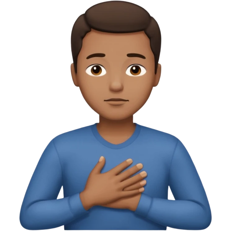 una mano en pecho ojos cerrados hombre multirracial emoji