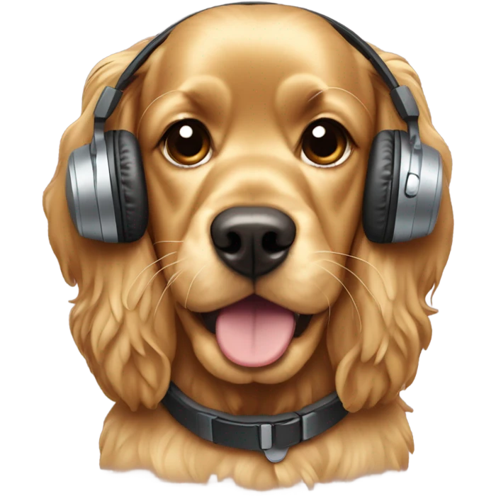 golden cocker spaniel with headphones emoji