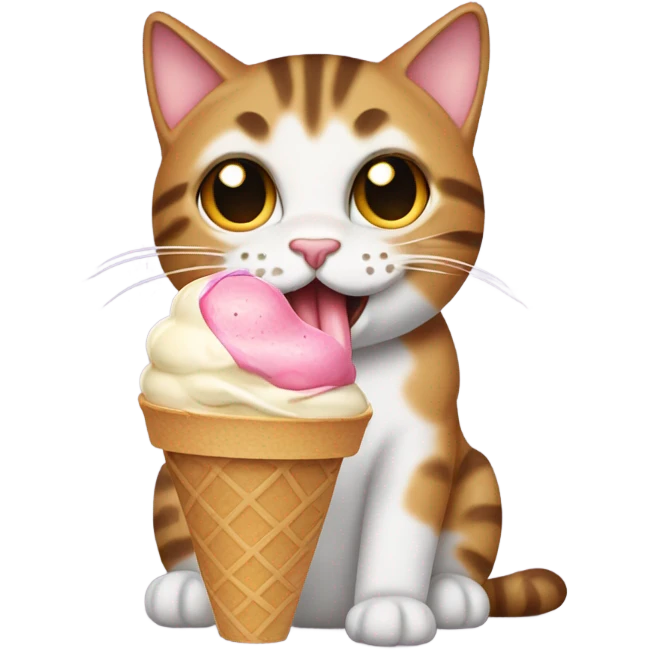 Tabby Cat eating ice cream emoji