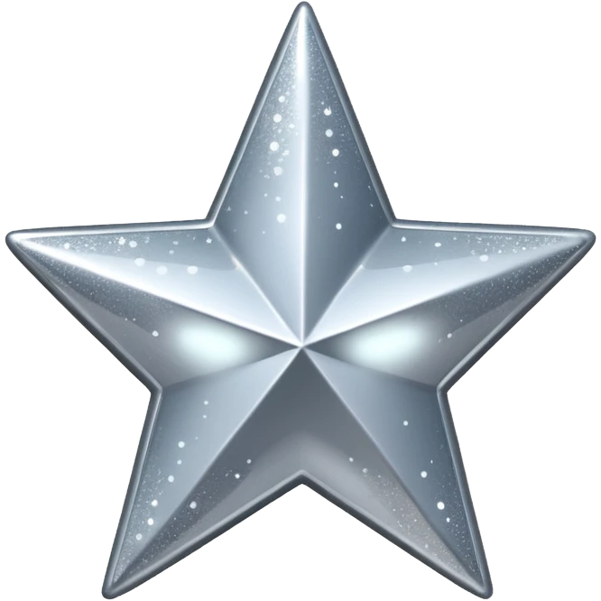 Sparkly glittery gray star y2k 3d icon, transparent background  emoji