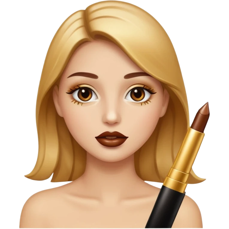 lip gloss brown with makeup gold emoji