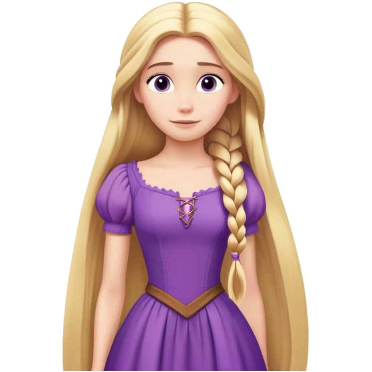 Rapunzel from hips up, purple dress, very long blonde hair, minimal style but clearly recognizable emoji