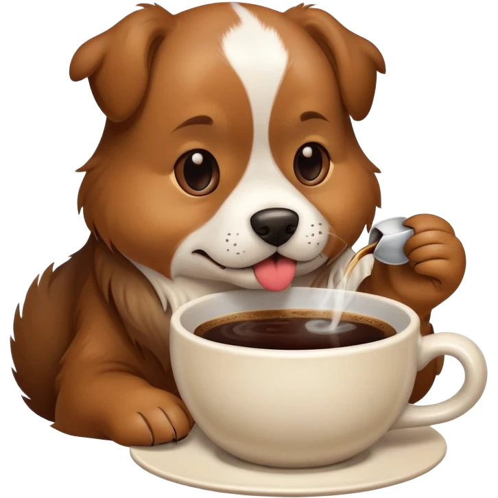A Dog making love to a cup of coffee emoji