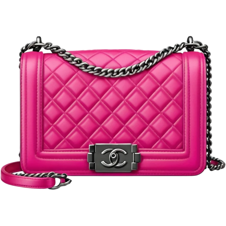 bright pink chanel le boy bag emoji