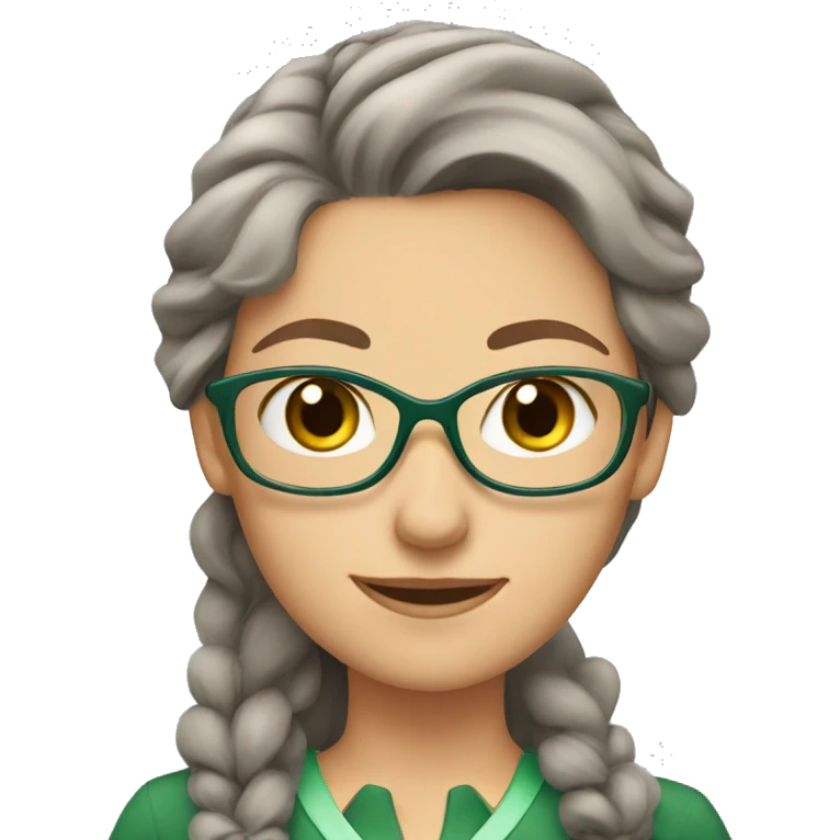 brown/grey haired green eyed female teacher emoji