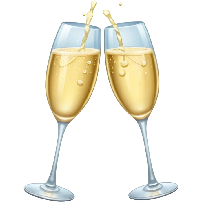 Three champagne glasses, clinking emoji