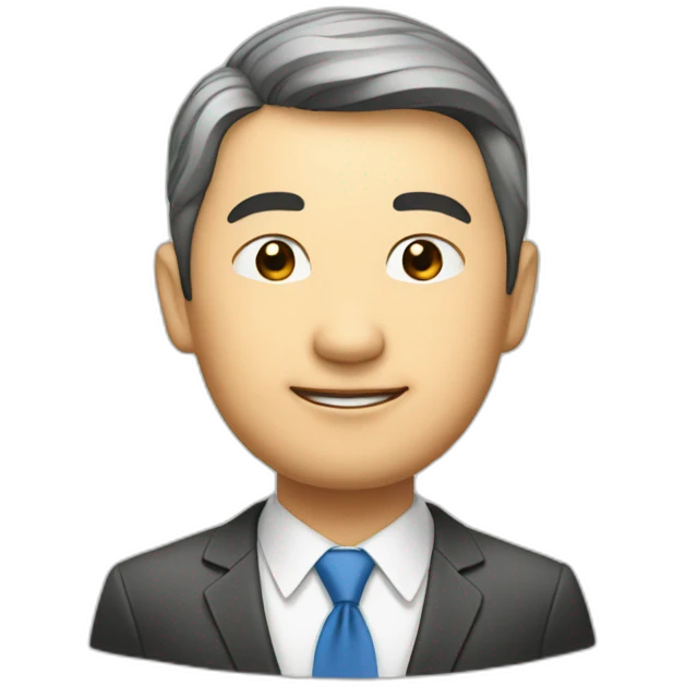 Middle-aged Asian male investment manager，background with Stock chart,Half-length portrait emoji