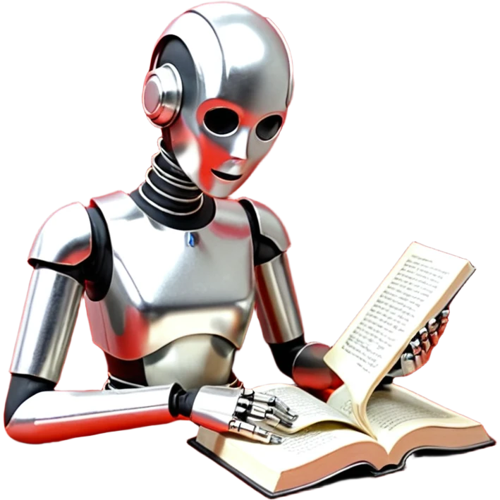 робот учёный в очках с книгой emoji