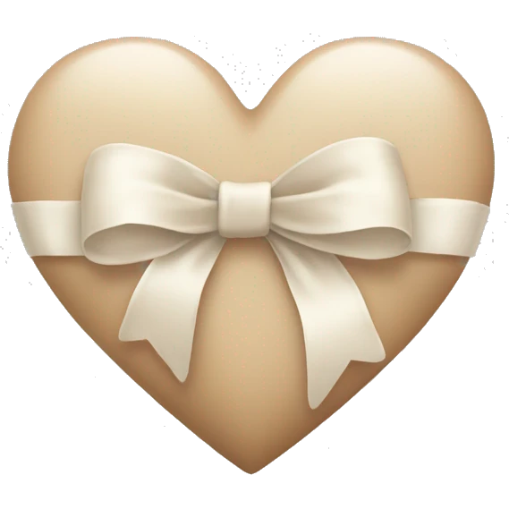 white heart with beige bow emoji