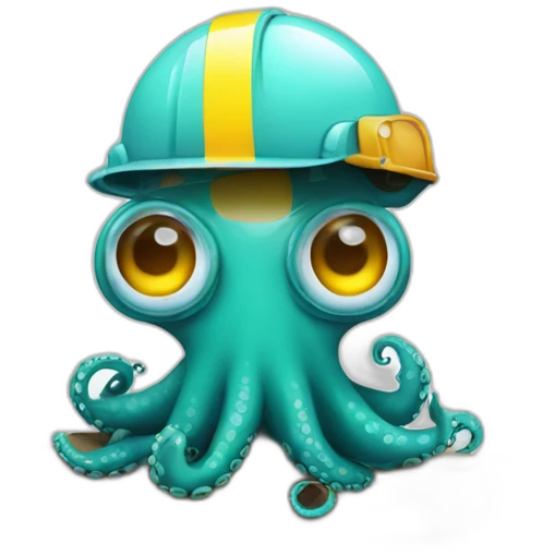 octopus avec casque de chantier emoji