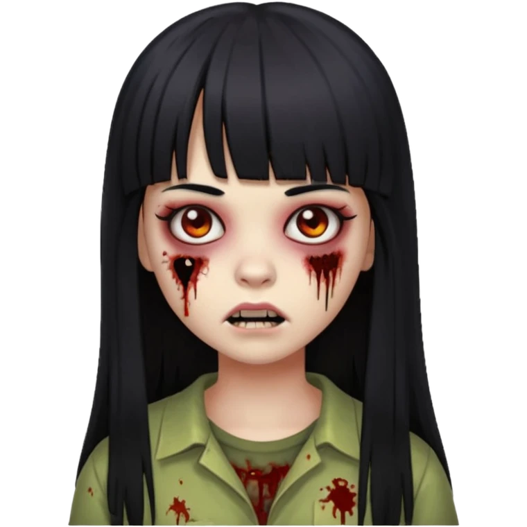 Faça uma menina de cabelo liso preto com franja zumbi cabelo longo  emoji