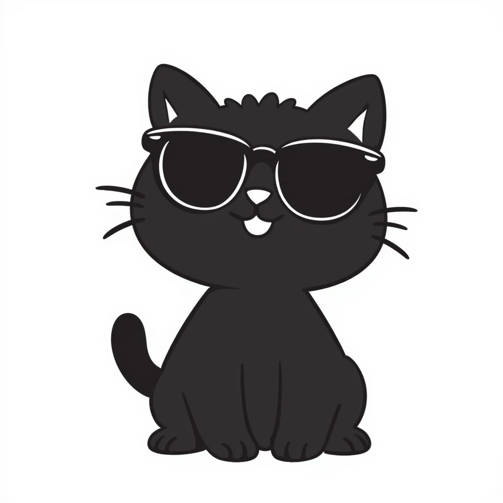 cat wearing sunglasses wearing sunglasses, hand drawn doodle style emoji
