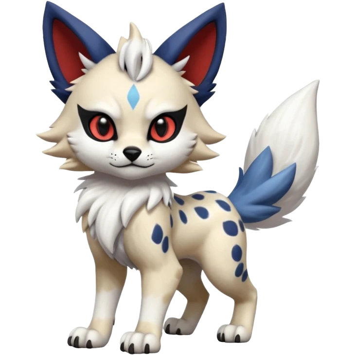 Cool edgy cute adorable hyper-realistic badass Serval-Lycanroc-Absol-Fakémon-hybrid-creature (full body)  emoji