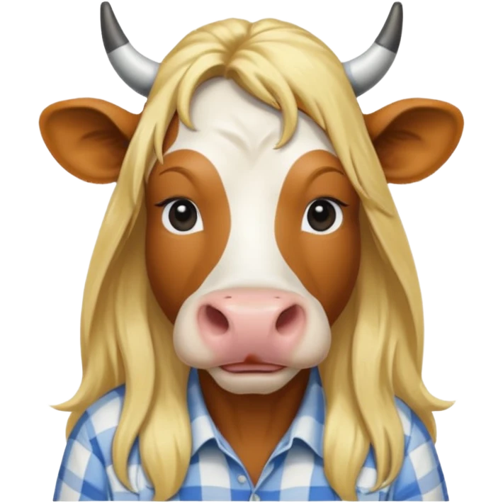 cow with long blonde hair and shirt emoji