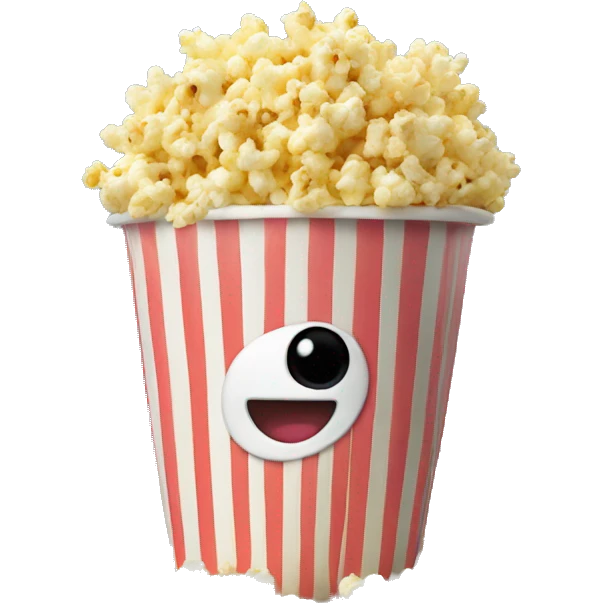 Popcorn in a striped cup with a TV emoji