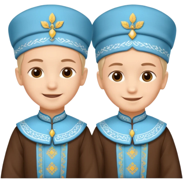Crimean Tatar children in traditional dress, standing side by side emoji