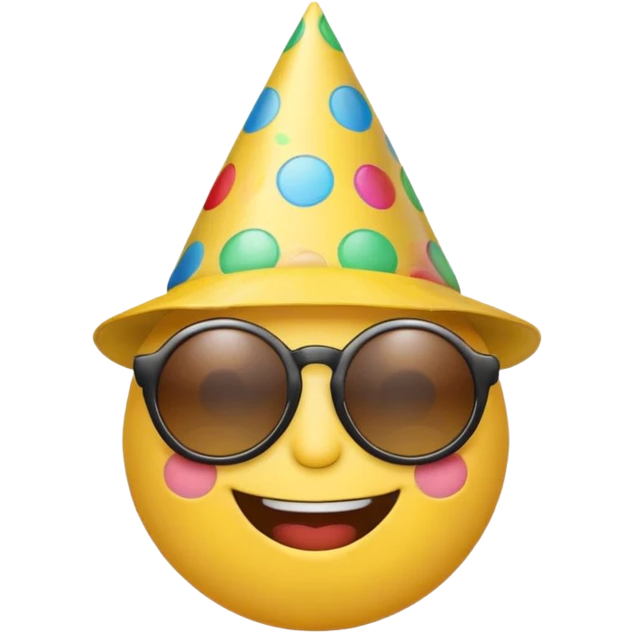 smiling face emoji with party hat and sunglasses emoji